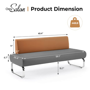 OmySalon WRB2001 Modern 59in Faux Leather Waiting Room Reception Bench Chair with Backrest