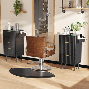 OmySalon SCGFD Modern Retro Salon Styling Station with Glass Top, 4 Drawers & 3 Hot Tool Holders