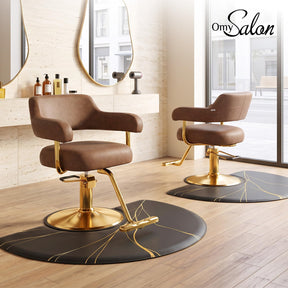 OmySalon SC3301 Heavy-Duty Hydraulic Styling Chair with Open Back & Gold Footrest
