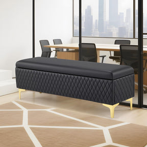 OmySalon WRB1701 53.7in Faux Leather Waiting Room Reception Bench Chair with Hidden Storage