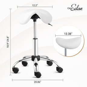 OmySalon Hydraulic Adjustable Rolling Saddle Stool with Swivel Wheels