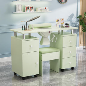 OmySalon MT-DCCH Nail Manicure Table and Chair Set w/Electric Dust Collector & Wrist Rest