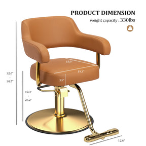 OmySalon SC3301 Heavy-Duty Hydraulic Styling Chair with Open Back & Gold Footrest