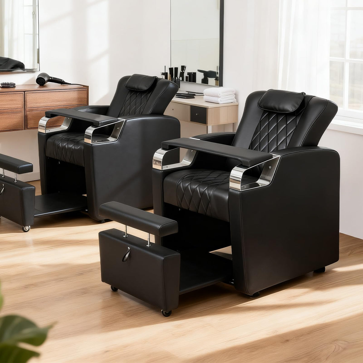 OmySalon PCE-WRS Electric Pedicure Chair with Adjustable Backrest & Movable Hand Pillow & Hidden Storage Platform