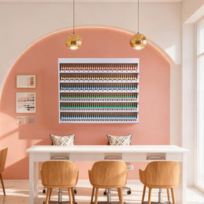 OmySalon Double 6-Tier Wall Mount Nail Polish & Powder Organizer Rack with Acrylic Barriers