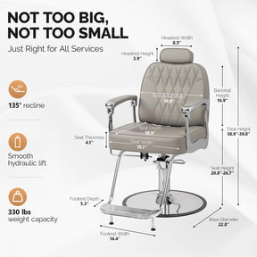 OmySalon SC3901 All Purpose Hydraulic Reclining Salon Chair w/Headrest