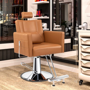 OmySalon SC2301 All Purpose Heavy Duty Hydraulic Reclining Hair Salon Chair w/Headrest