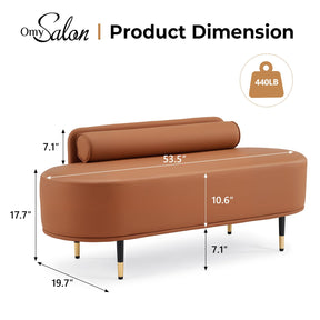 OmySalon WRB1601 53.5in Faux Leather Waiting Room Reception Bench Chair with Low Back