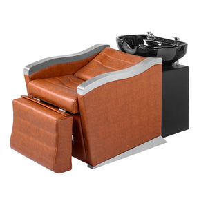 OmySalon BU1501 Salon Shampoo Bowl and Chair Backwash Unit with Ceramic Wash Bowl & Adjustable Footrest