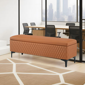 OmySalon WRB1701 53.7in Faux Leather Waiting Room Reception Bench Chair with Hidden Storage