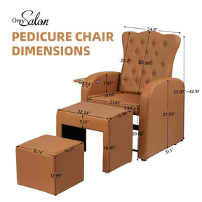 OmySalon PCE-BD 3-in-1 Plumbless Electric Pedicure Chair With Technician Stool Footrest And Adjustable Backrest