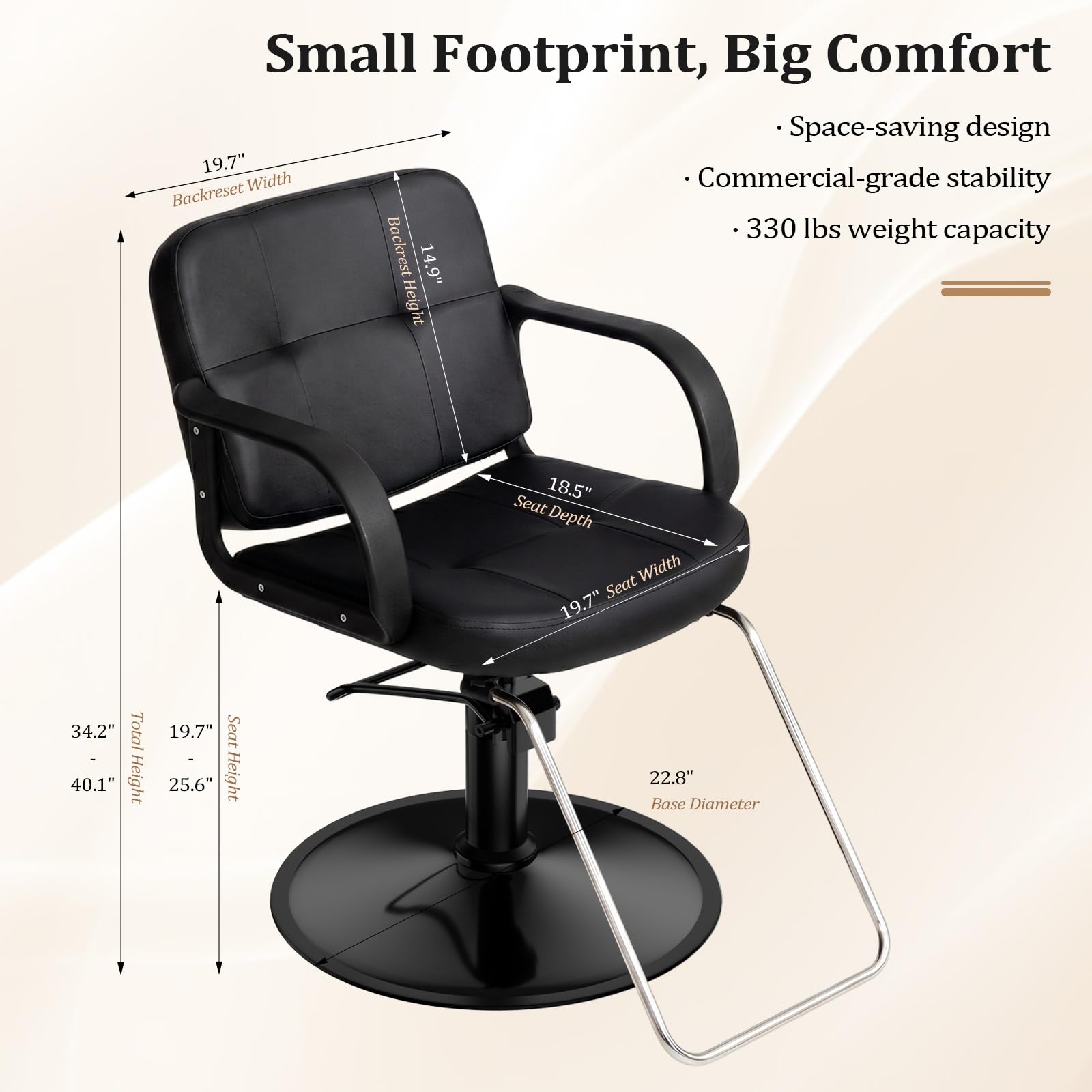 OmySalon SC1601 Hydraulic Adjustable Height 360° Swivel Styling Chair