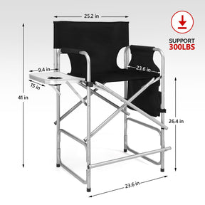 OmySalon 26in Folding Director Chair Makeup Artist Chair with Side Table