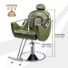 OmySalon SC2101 All Purpose Heavy Duty Reclining Hair Salon Chair w/Headrest