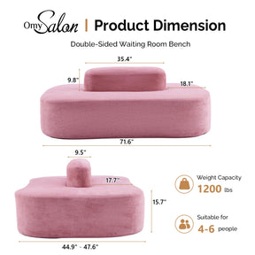 OmySalon SLKS 71.6in Double-Sided Plush Reception Bench for 4-6 People, Fully Assembled