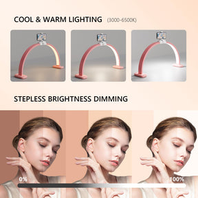 OmySalon 29" Foldable Shadowless Half Moon LED Nail Lamp with 3000-6500K Adjustable Color Temperature, Stepless Dimming & Phone Holder