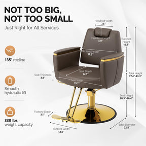 OmySalon SC3801 All Purpose Heavy Duty Hydraulic Reclining Salon Chair with Headrest