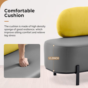 OmySalon WRB1801 55.1in Faux Leather Upholstered Waiting Room Reception Bench Chair with Backrest