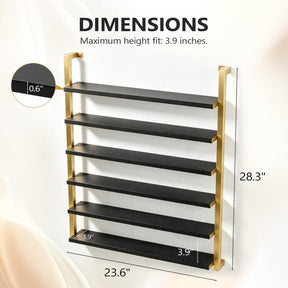 OmySalon 6-Tier Wall Mount Nail Polish Display Rack with Metal Frame