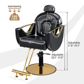 OmySalon SC2101 All Purpose Heavy Duty Reclining Hair Salon Chair w/Headrest