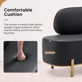 OmySalon WRB1801 55.1in Faux Leather Upholstered Waiting Room Reception Bench Chair with Backrest