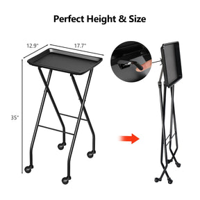 OmySalon ST1401 Foldable Rolling Salon Tray Trolley Cart on Wheels