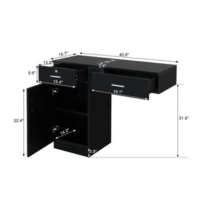 OmySalon Wall Mount Barber Salon Station with a Storage Cabinet 2 Drawers 3 Hair Dryer Holders
