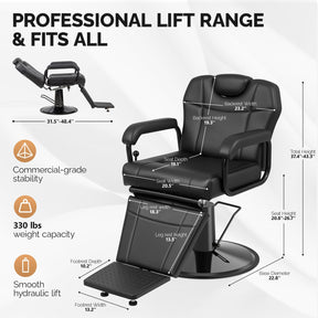 OmySalon SC4101 All Purpose Heavy Duty Hydraulic Reclining 360° Swivel Salon Chair