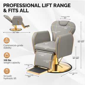 OmySalon BC1701 Heavy Duty Hydraulic Reclining 360° Swivel Barber Chair