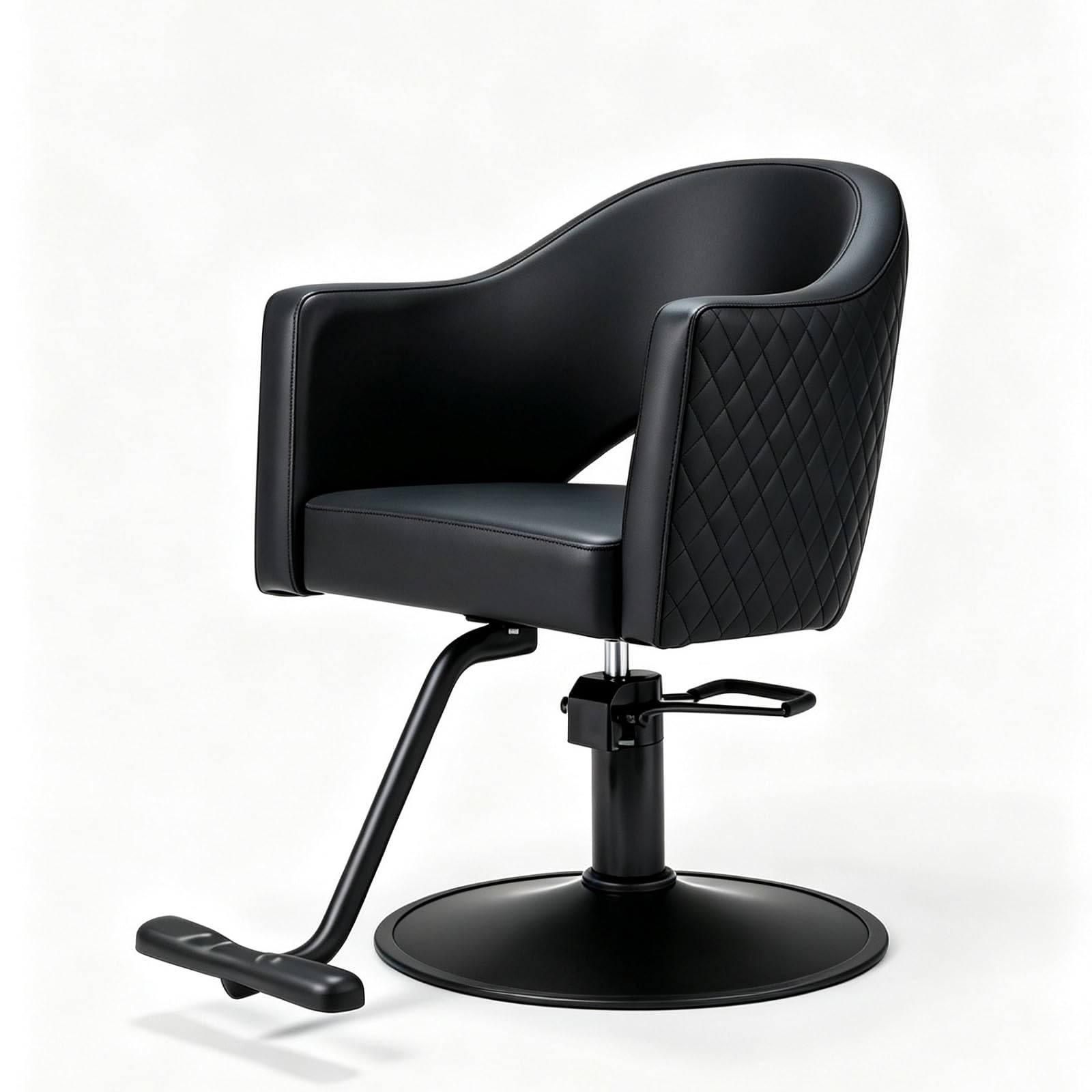 OmySalon SC3401 Heavy Duty 360° Swivel Styling Chair with Rhombus Stitch Pattern Back & Gold Footrest
