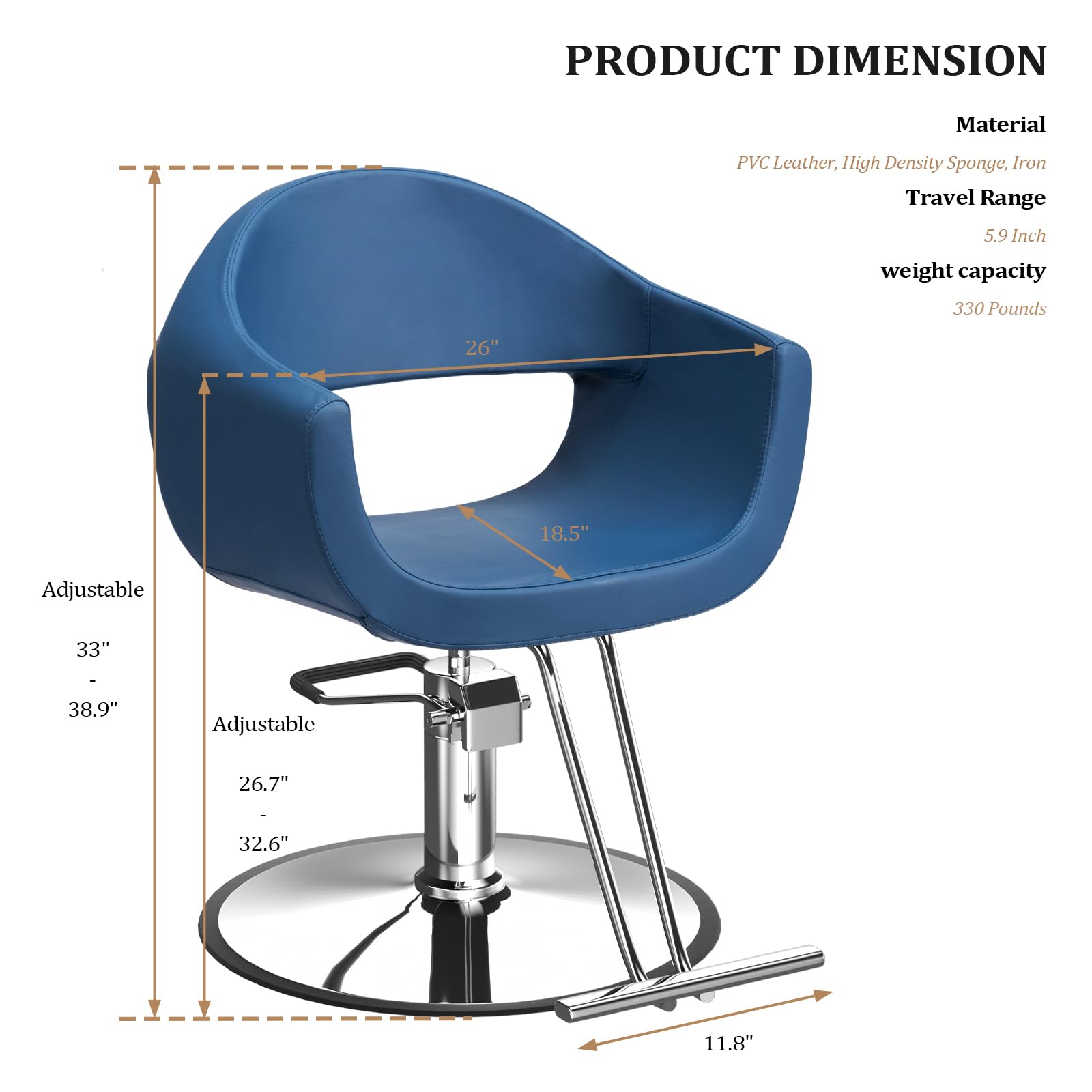 OmySalon SC3202 Heavy Duty 360°Swivel Hydraulic Styling Chair