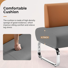 OmySalon WRB2001 Modern 59in Faux Leather Waiting Room Reception Bench Chair with Backrest
