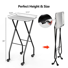 OmySalon ST1401 Foldable Rolling Salon Tray Trolley Cart on Wheels