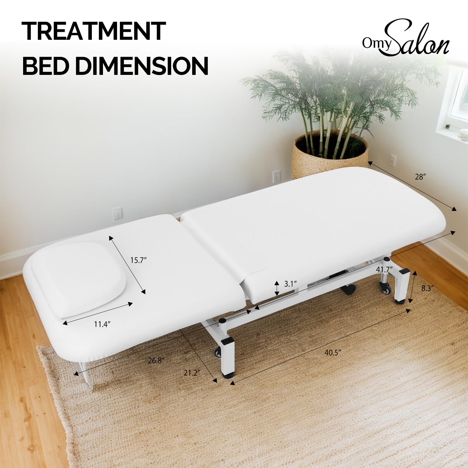 OmySalon MTB-W 71in Heavy Duty Electric Dual-Motor Remote Control Physical Therapy Massage Table with Adjustable Height & Backrest