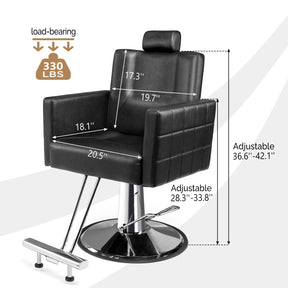 OmySalon SC2301 All Purpose Heavy Duty Hydraulic Reclining Hair Salon Chair w/Headrest