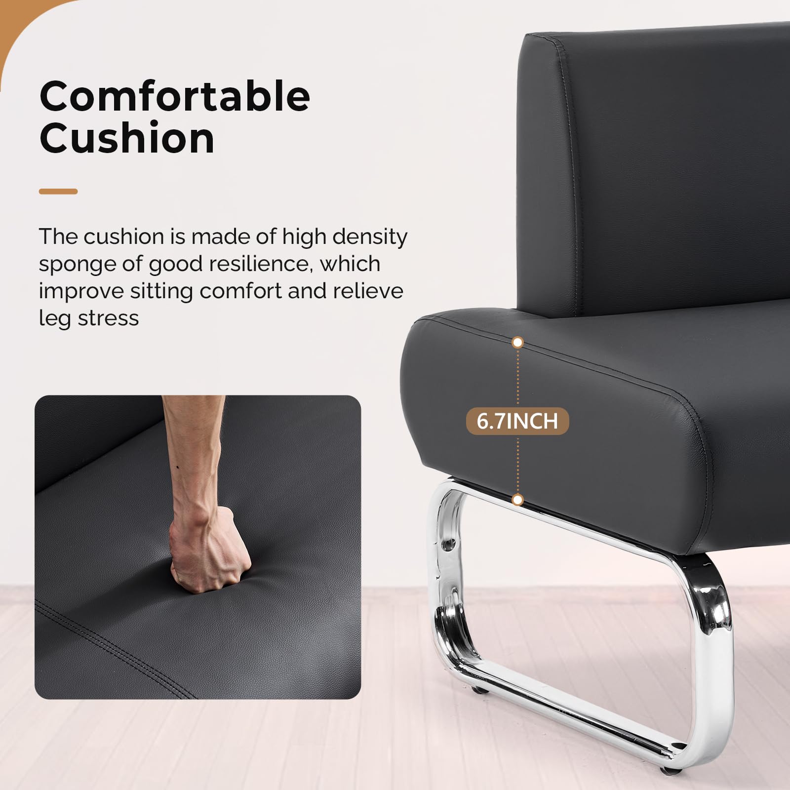 OmySalon WRB2001 Modern 59in Faux Leather Waiting Room Reception Bench Chair with Backrest