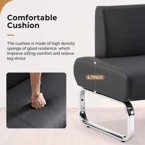 OmySalon WRB2001 Modern 59in Faux Leather Waiting Room Reception Bench Chair with Backrest