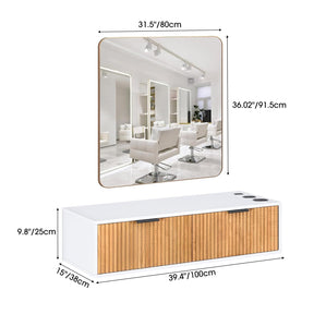 OmySalon WMSCTD Modern Retro Wall Mount Salon Styling Station with 2 Drawers 3 Heat-Resistant Tool Holders