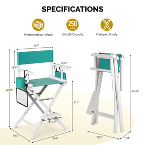 OmySalon 26in Wooden Portable Director Chair Folding Makeup Chair with Storage Pouch