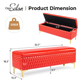 OmySalon WRB1701 53.7in Faux Leather Waiting Room Reception Bench Chair with Hidden Storage