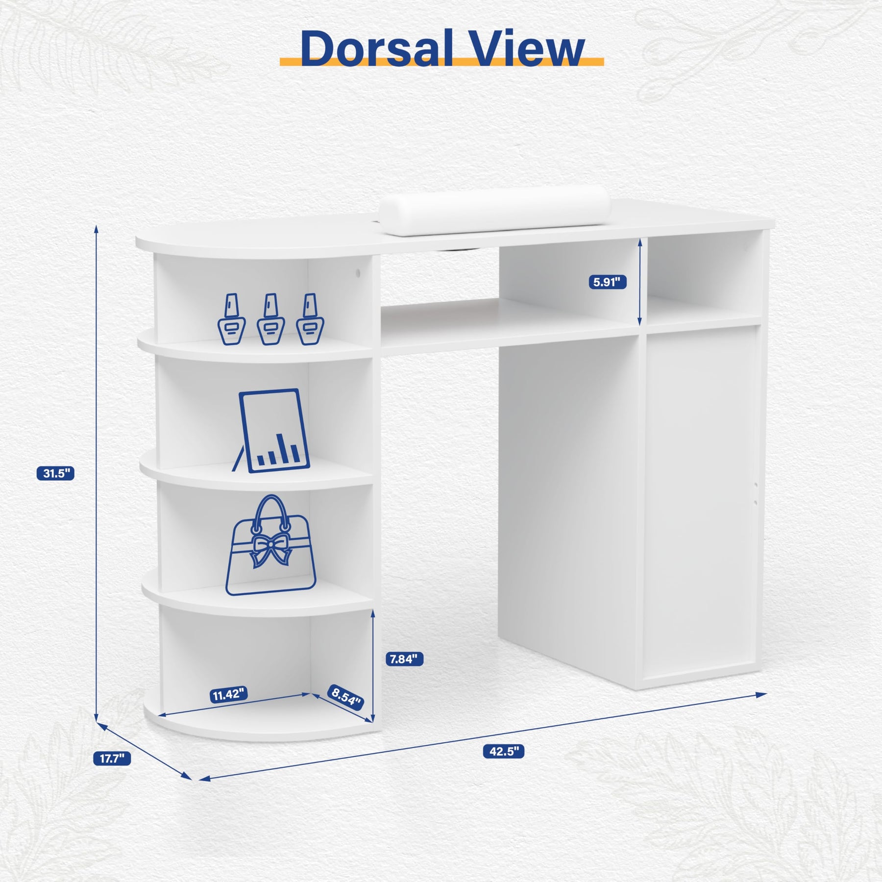 OmySalon MT Rattan Nail Manicure Table with Display Storage, Electric Dust Collector & Wrist Rest