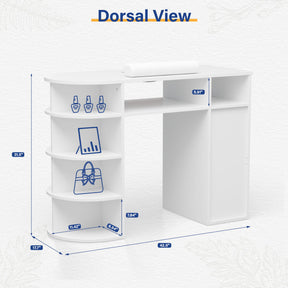 OmySalon MT Rattan Nail Manicure Table with Display Storage, Electric Dust Collector & Wrist Rest