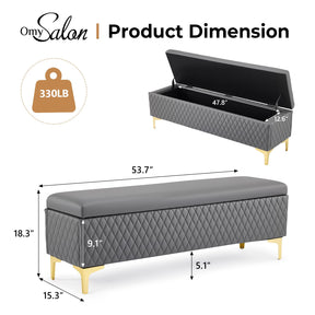 OmySalon WRB1701 53.7in Faux Leather Waiting Room Reception Bench Chair with Hidden Storage