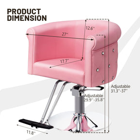 OmySalon SC3101 Modern Heavy Duty Hydraulic Swivel Hair Stylist Salon Chair w/Curved Backrest and Acrylic Button Accents