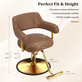 OmySalon SC3301 Heavy-Duty Hydraulic Styling Chair with Open Back & Gold Footrest