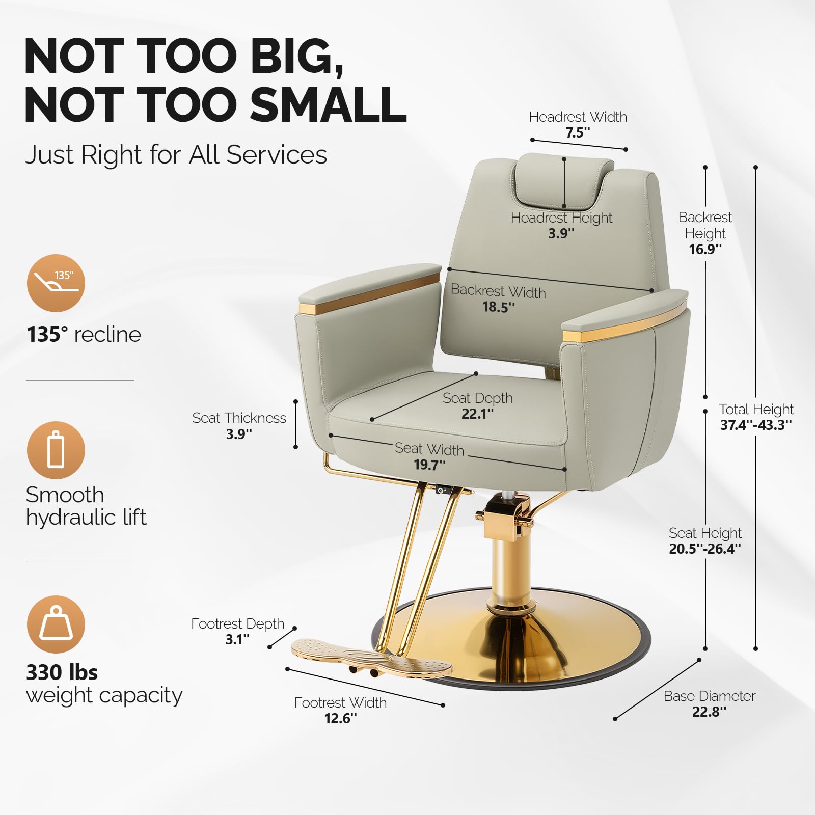 OmySalon SC3801 All Purpose Heavy Duty Hydraulic Reclining Salon Chair with Headrest