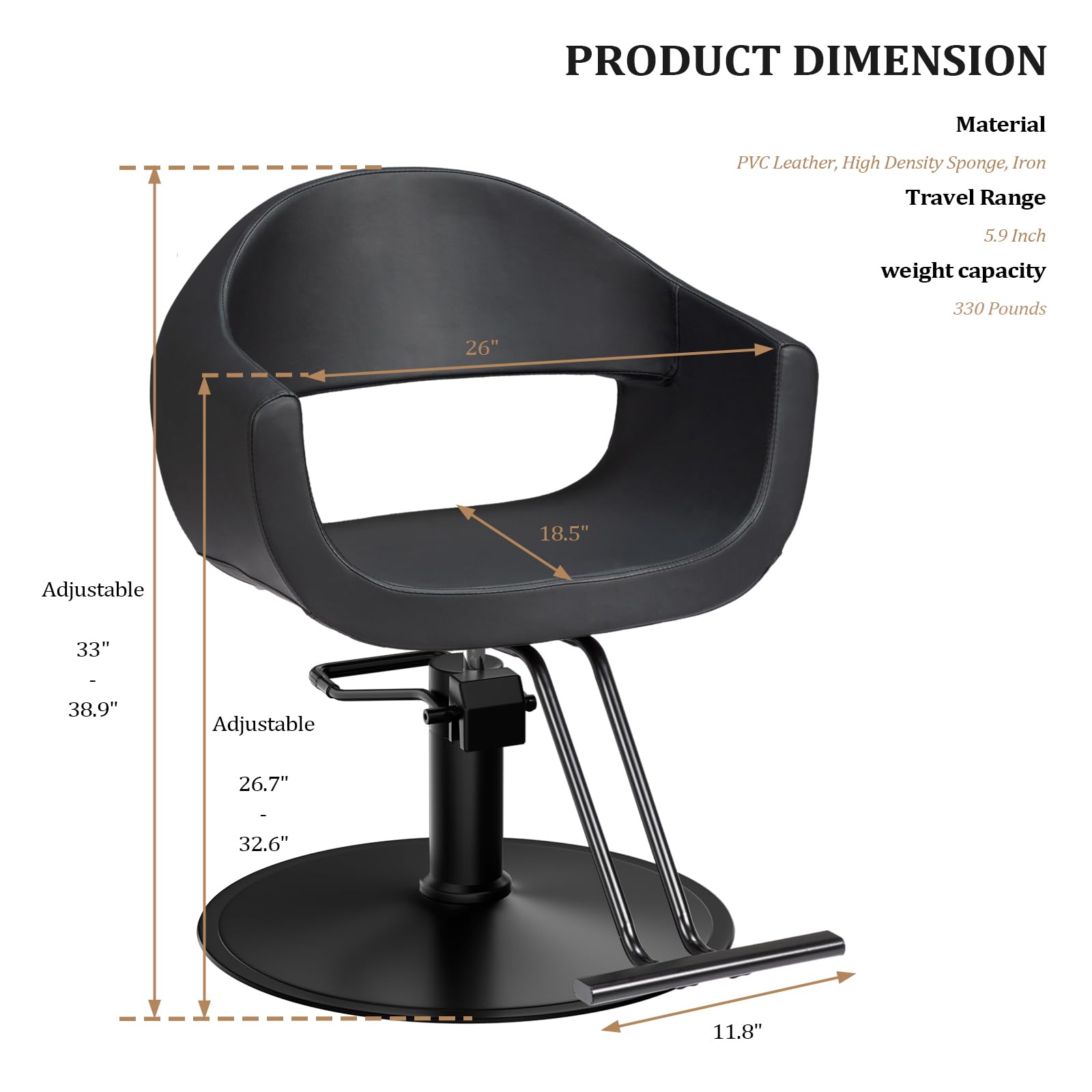 OmySalon SC3202 Heavy Duty 360°Swivel Hydraulic Styling Chair