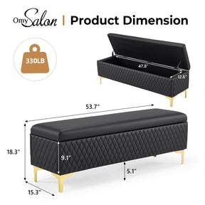 OmySalon WRB1701 53.7in Faux Leather Waiting Room Reception Bench Chair with Hidden Storage