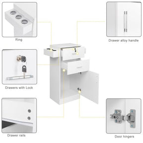 OmySalon HSC-10 Free Standing Wooden Salon Barber Station Cabinet w/2 drawers 1 Cabinet 6 Hair Dryer Holders