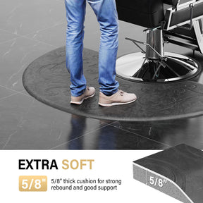 OmySalon 3'x5' Semi-Circle 3D Embossed Anti-Fatigue Salon Mat with Round Cutout 5/8" Thick